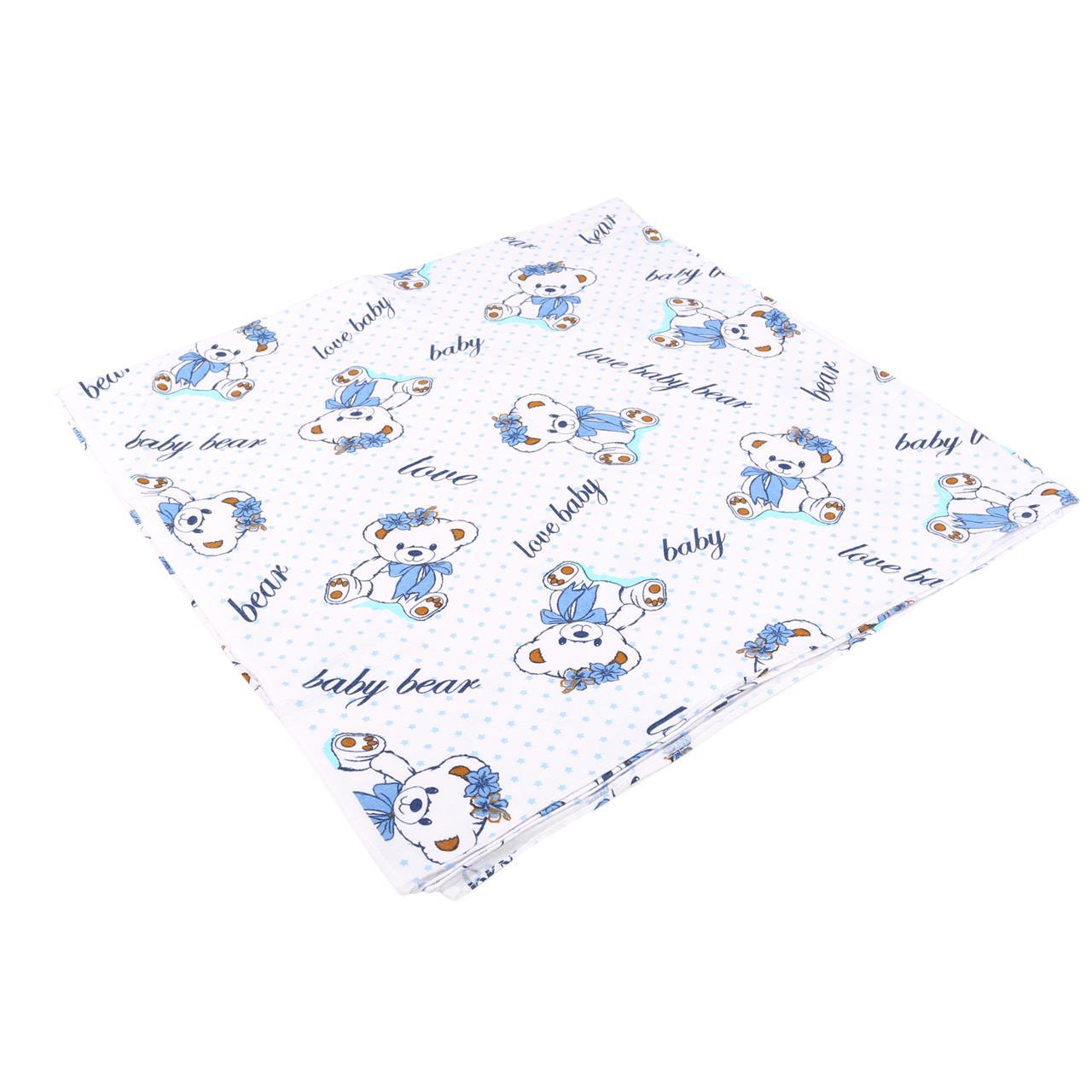 Poza Set Lenjerie Alb/Albastru, Bumbac, 3, Baieti, Ursulet, Capse - BL448 [2]
