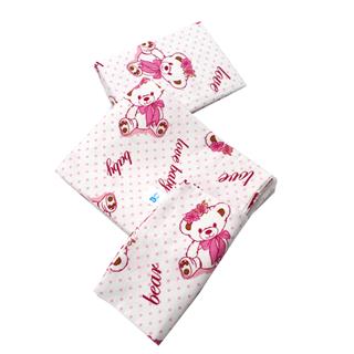 Poza Set Lenjerie Alb/Roz, Bumbac, 3, Fete, Ursulet, Capse - BL449 [1]