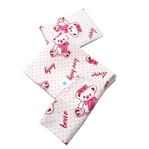 Poza Set Lenjerie Alb/Roz, Bumbac, 3, Fete, Ursulet, Capse - BL449 [1]