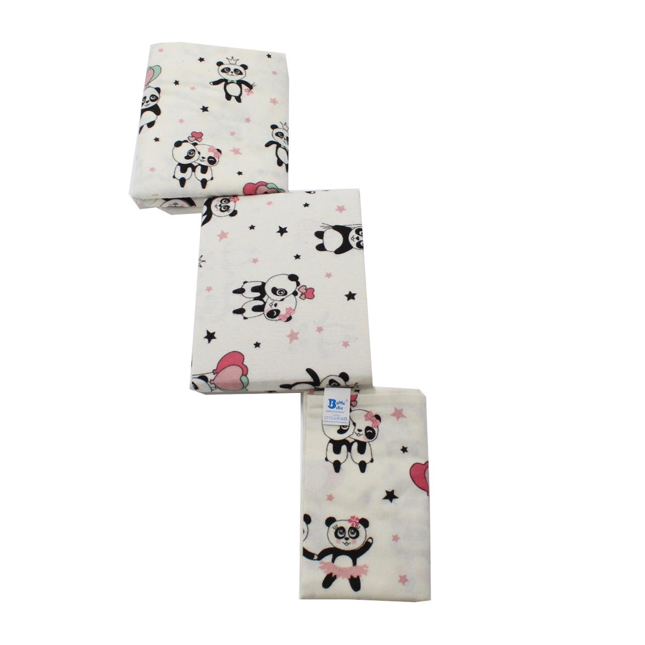 Poza Set Lenjerie Alb/Roz, Bumbac, 3, Fete, Ursul Panda, Capse - BL455 [2]