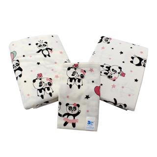 Poza Set Lenjerie Alb/Roz, Bumbac, 3, Fete, Ursul Panda, Capse - BL455 [1]