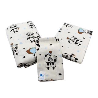 Poza Set Lenjerie Alb, Bumbac, 3, Baieti, Ursul Panda, Capse - BL456 [1]