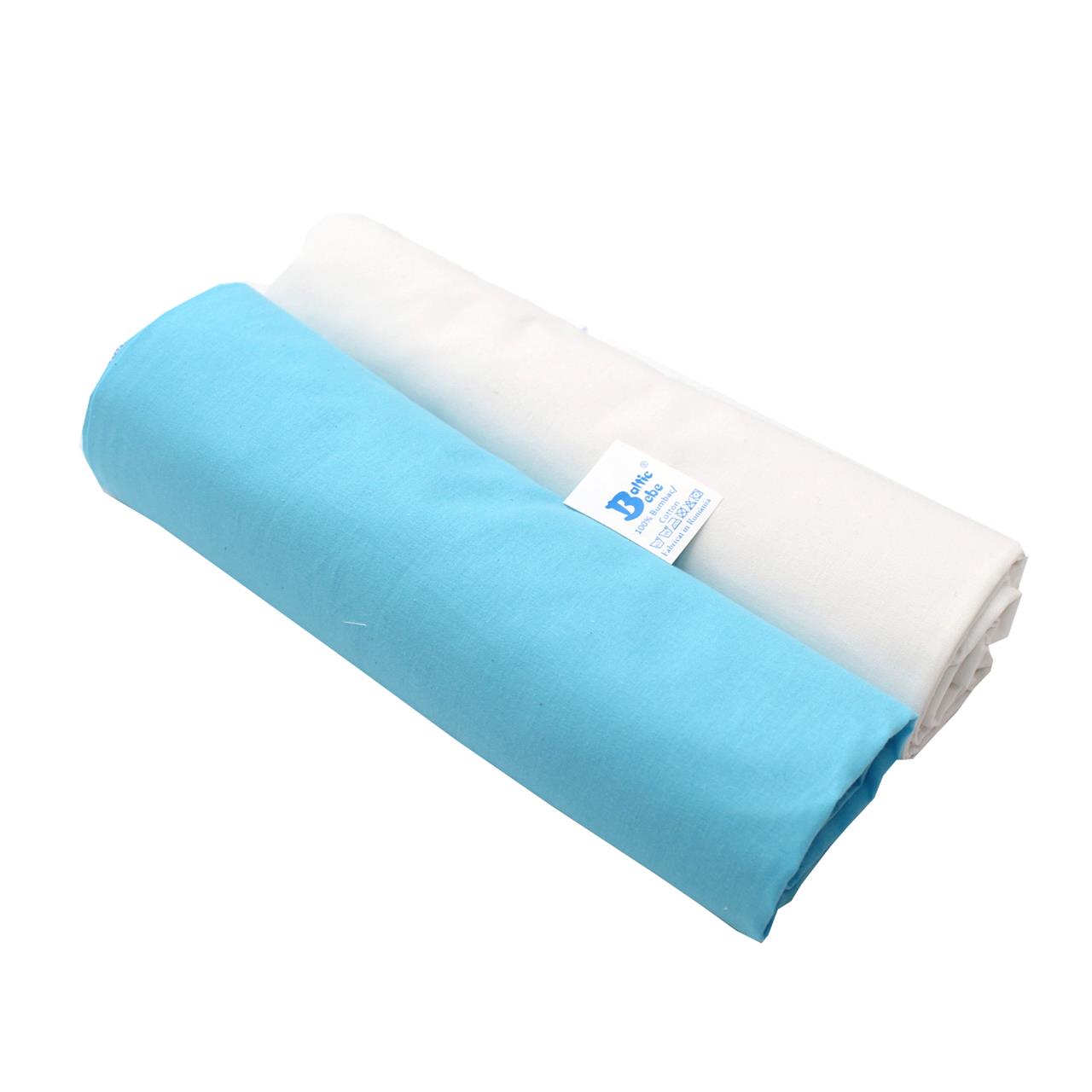 Poza Cearceaf Alb/Albastru, Bumbac, 2 x Cearceaf, Banda elastica - BL466 [2]