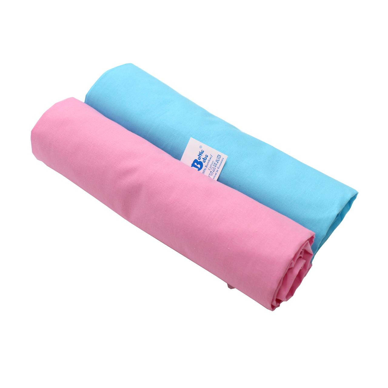 Poza Cearceaf Roz/Bleu, Bumbac, 2 x Cearceaf, Universal, Banda elastica - BL468 [1]