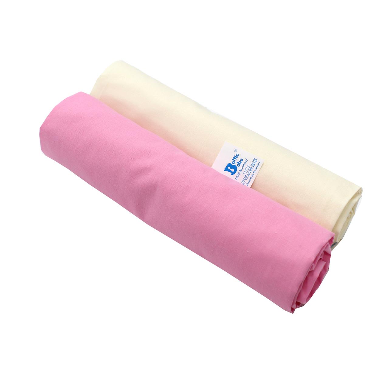 Poza Cearceaf Roz/Ivory, Bumbac, 2 x Cearceaf, Universal, Banda elastica - BL469 [1]