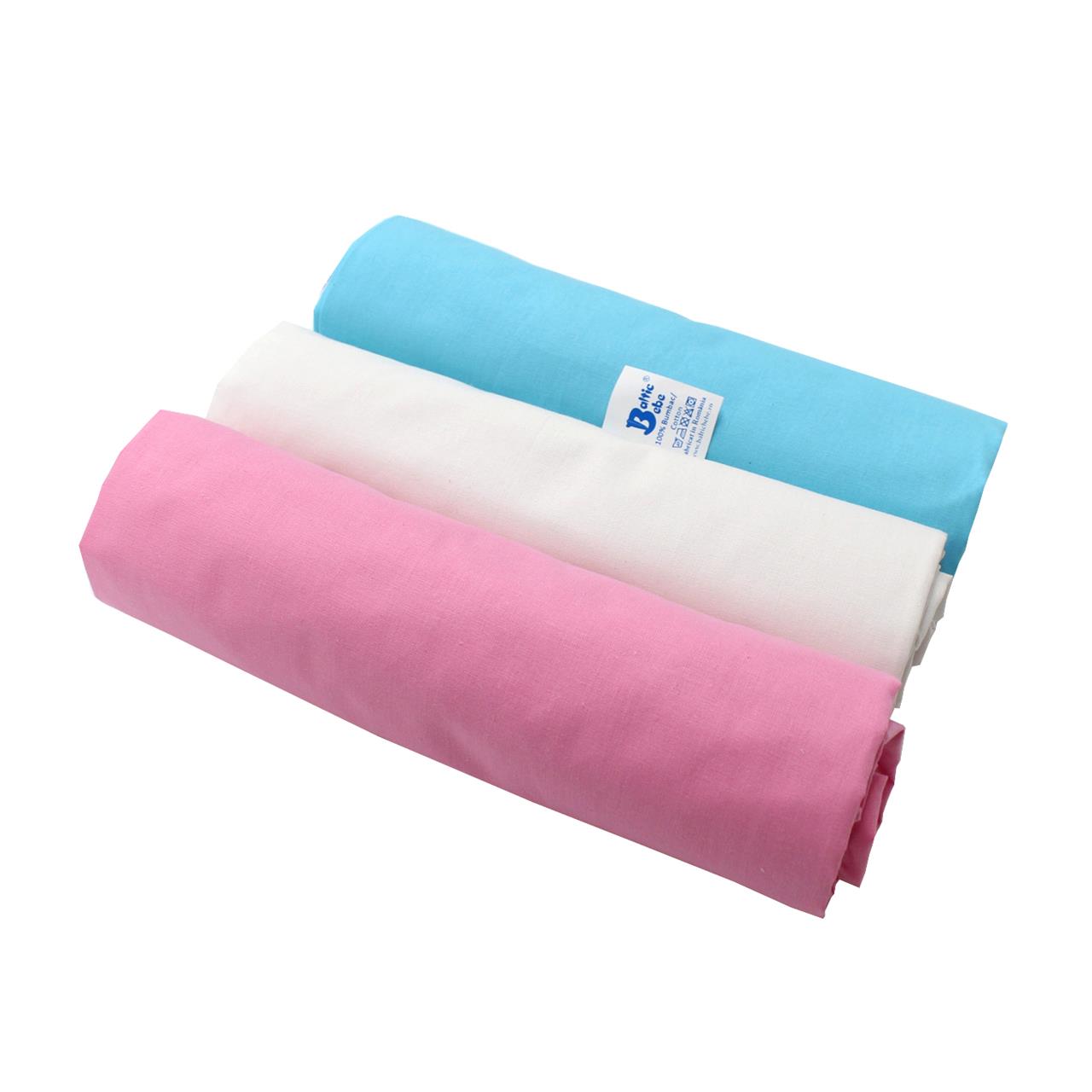 Poza Cearceaf Alb/Roz/Blue, Bumbac, 3 x Cearceaf, Universal, Banda elastica - BL473 [2]