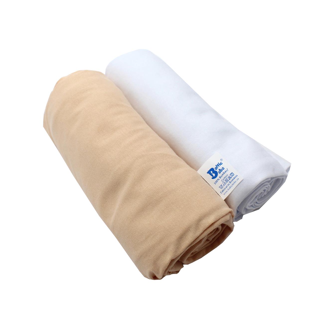 Poza Cearceaf Alb/Bej, Bumbac, 2 x Cearceaf, Universal, Banda elastica - BL480 [1]