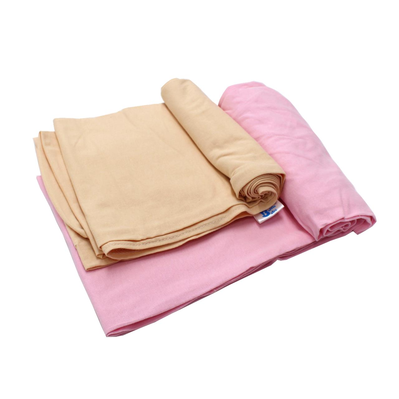 Poza Cearceaf Crem/Roz, Bumbac, 2 x Cearceaf, Universal, Banda elastica - BL484 [2]