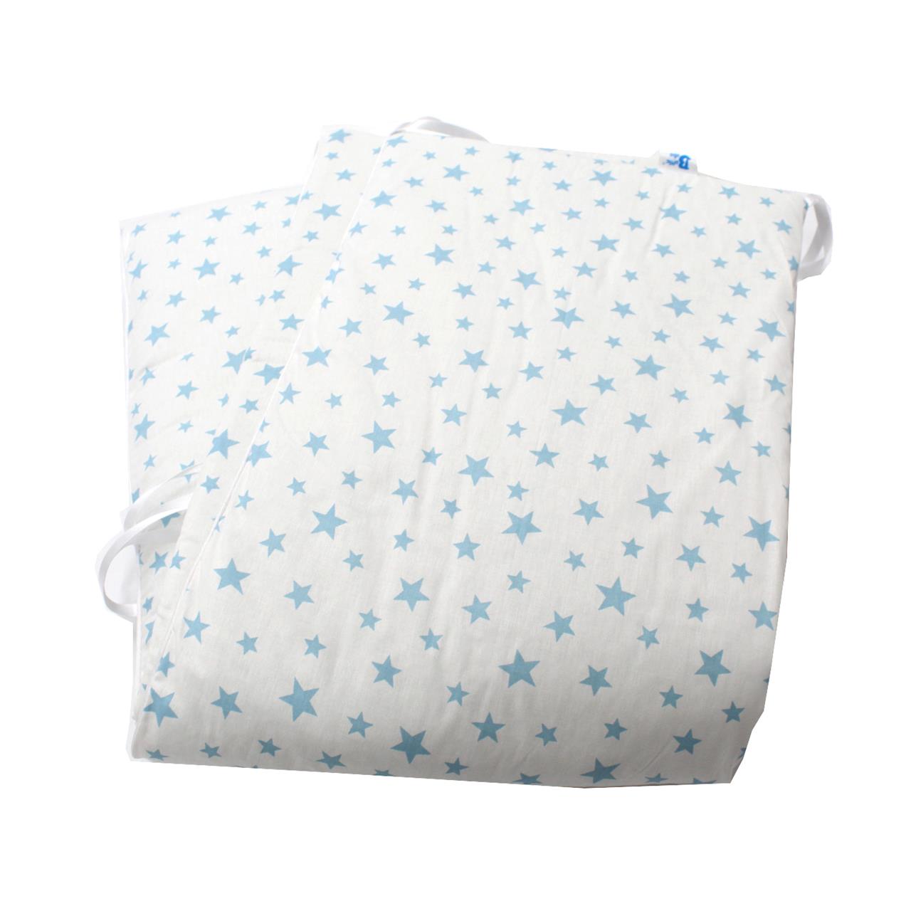 Poza Protectie Patut Alb/Albastru, Bumbac, 2 x Aparatori laterale, Stele - BL489 [1]