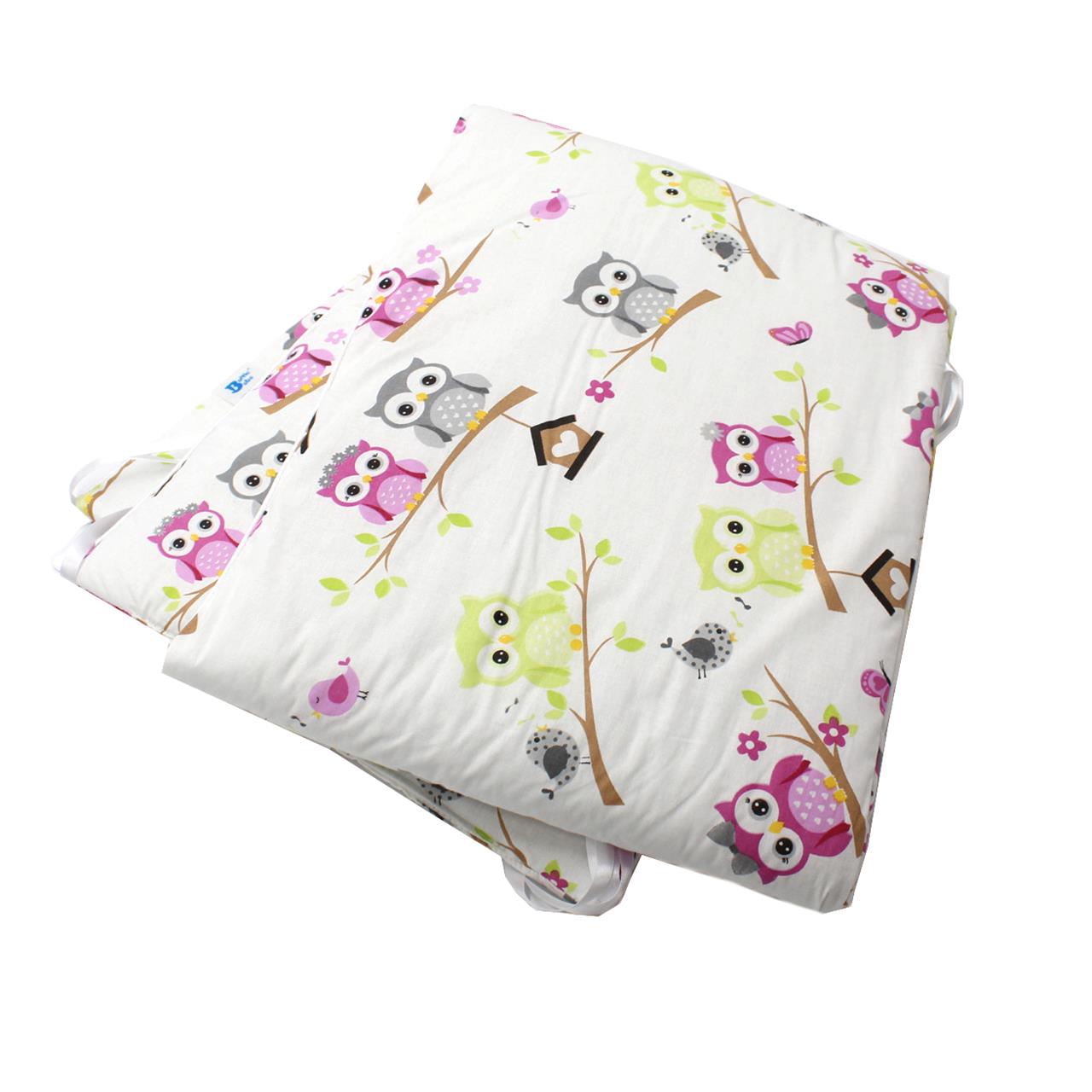 Poza Protectie Patut Multicolor, Bumbac, 2 x Aparatori laterale, Bufnita - BL490 [2]