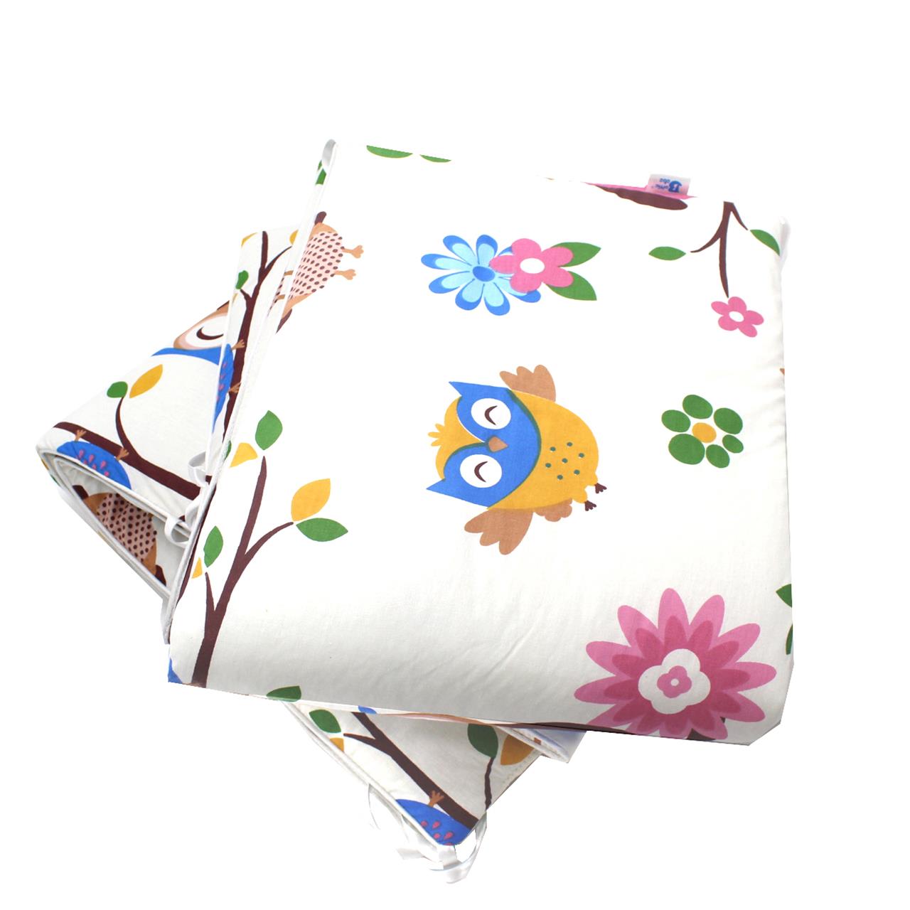 Poza Protectie Patut Multicolor, Bumbac, 2 x Aparatori laterale, Bufnita - BL491 [1]