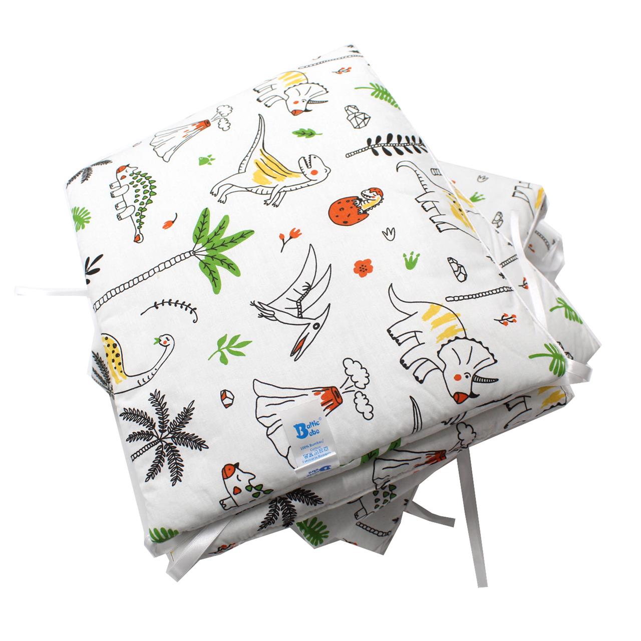 Poza Protectie Patut Multicolor, Bumbac, 2 x Aparatori laterale, Dinozauri - BL492 [2]