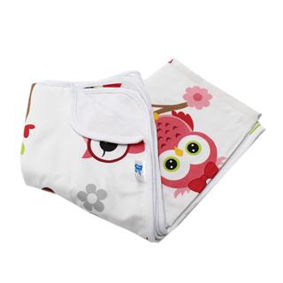 Poza Paturica Alb/Rosu, Bumbac, 0 +, Bufnita - BL495 [1]