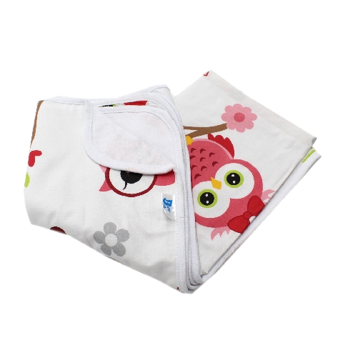 Poza Paturica Alb/Rosu, Bumbac, 0 +, Bufnita - BL495 [1]