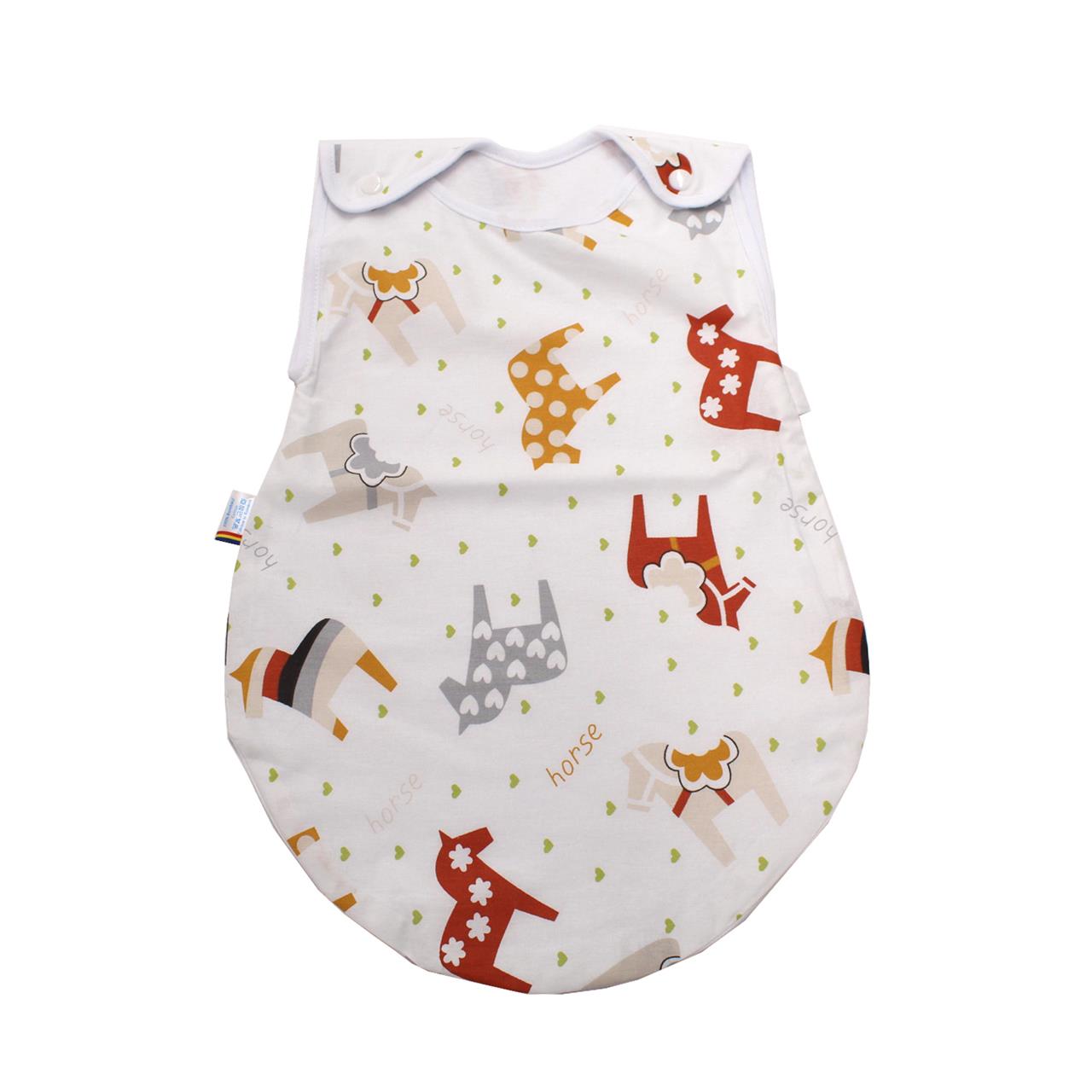 Poza Sac Dormit Alb/Portocaliu, Bumbac, Caluti - BL596 [1]