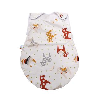 Poza Sac Dormit Alb/Portocaliu, Bumbac, Caluti - BL596 [1]