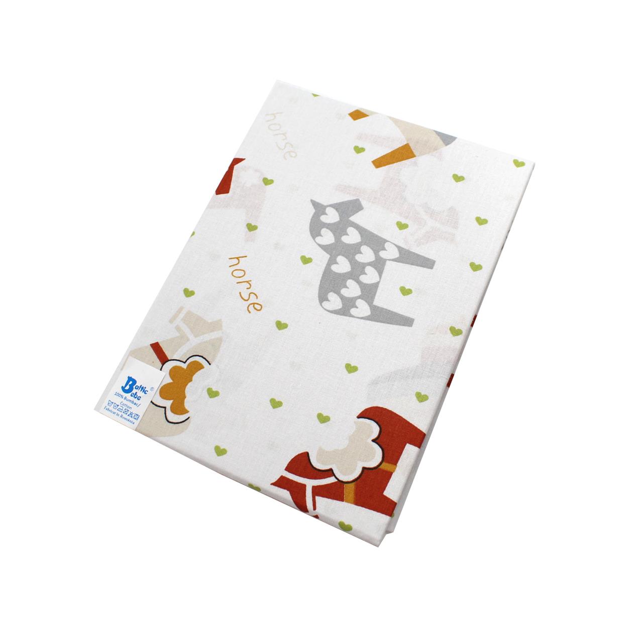 Poza Cearceaf Alb/Portocaliu, Bumbac, 1 x Cearceaf, Caluti, Banda elastica - BL597 [1]