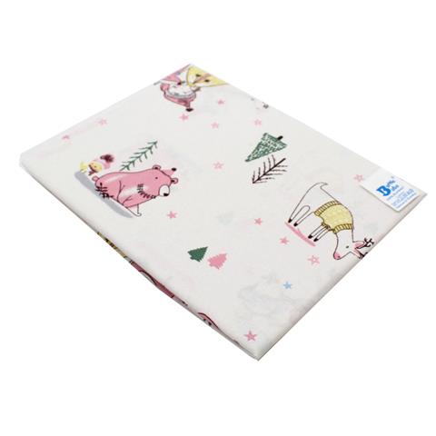 Poza Cearceaf Alb/Roz, Bumbac, 1 x Cearceaf, Cerb, Banda elastica - BL608 [1]