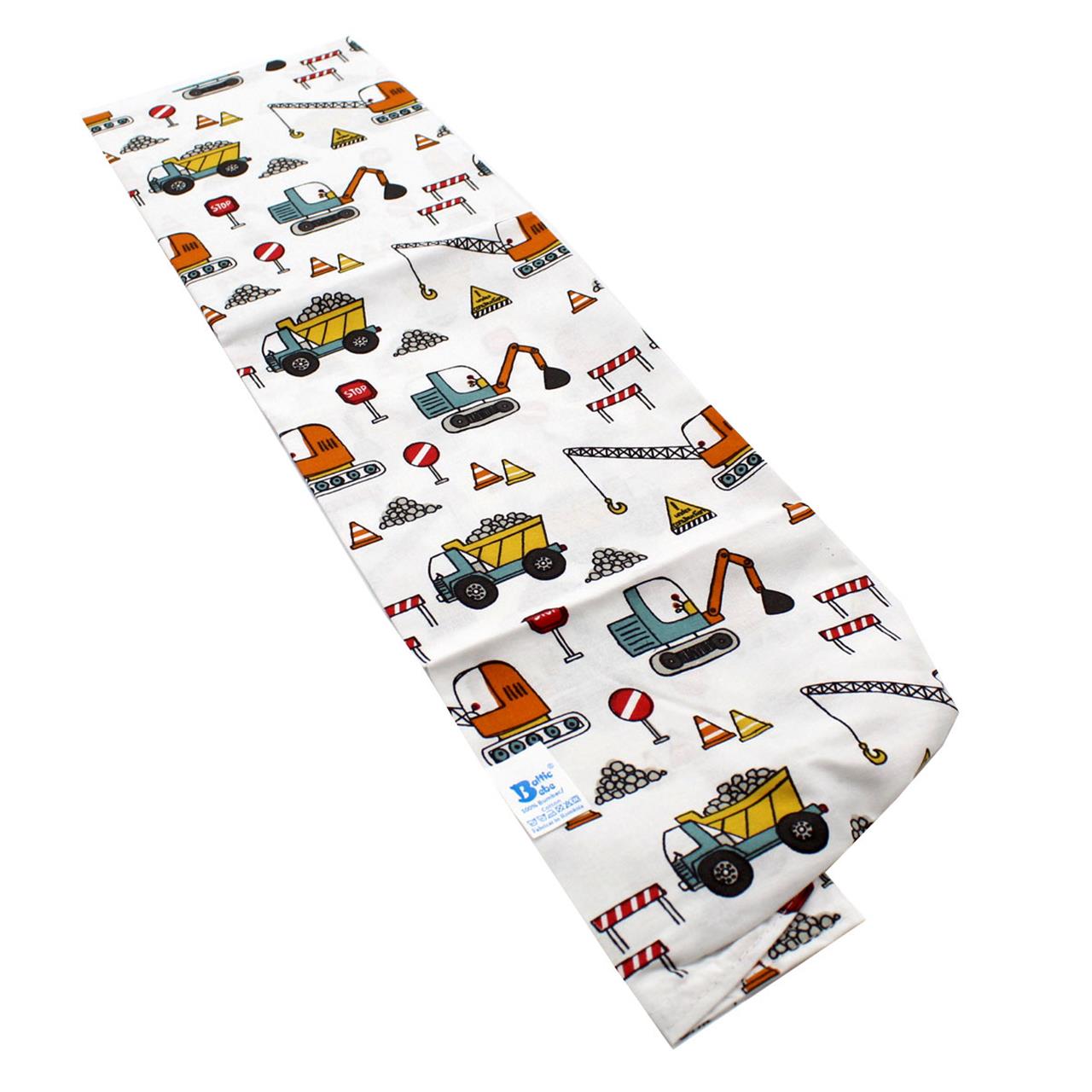 Poza Cearceaf Alb/Roz, Bumbac, 1 x Cearceaf, Excavator, Banda elastica - BL610 [2]