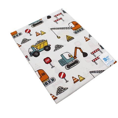 Poza Cearceaf Alb/Roz, Bumbac, 1 x Cearceaf, Excavator, Banda elastica - BL610 [1]