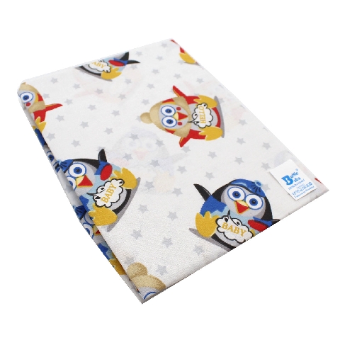 Poza Cearceaf Alb/Roz, Bumbac, 1 x Cearceaf, Pinguin, Banda elastica - BL611 [1]