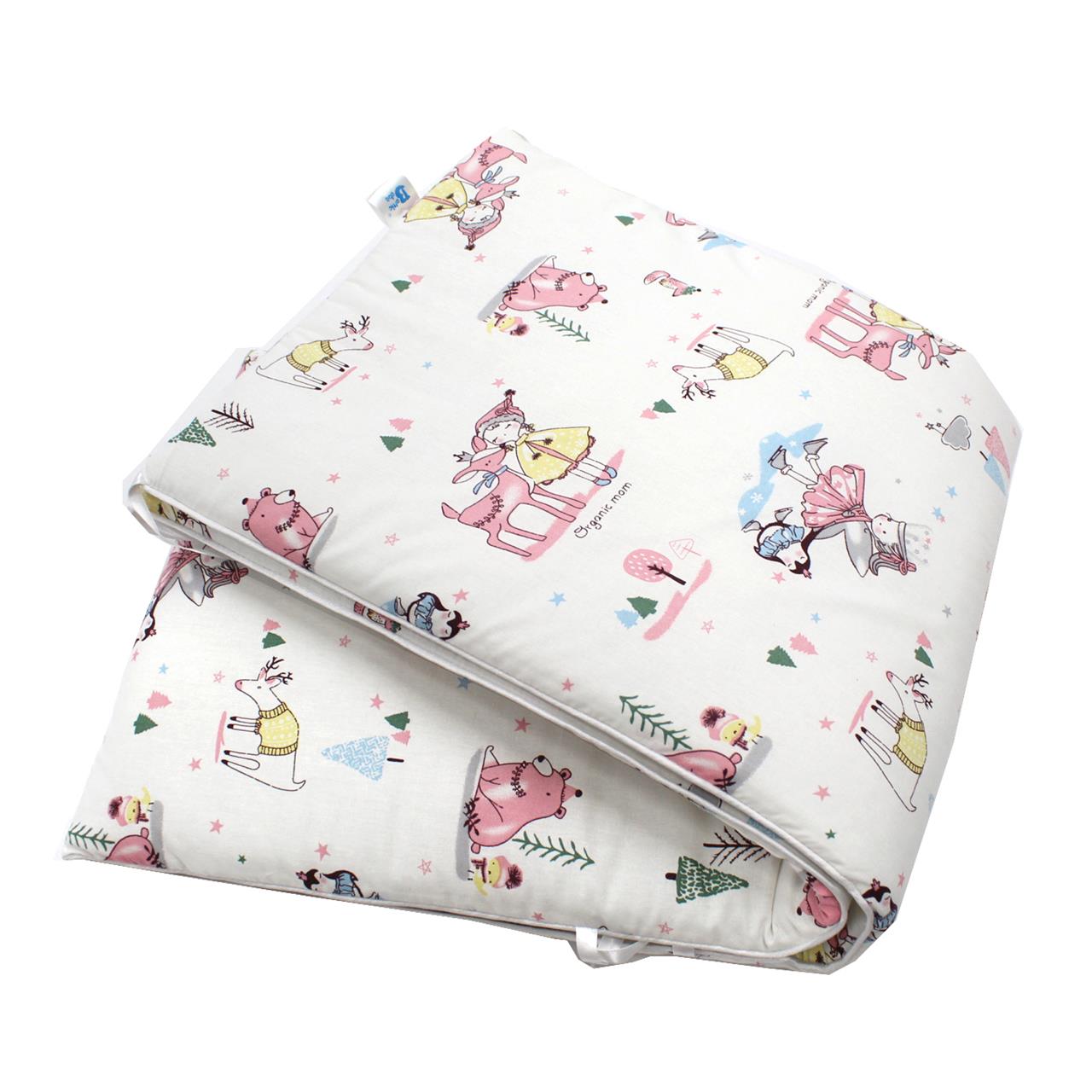 Poza Protectie Patut Alb/Roz, Bumbac, Aparatori latarale, Cerb, Snur - BL628 [1]