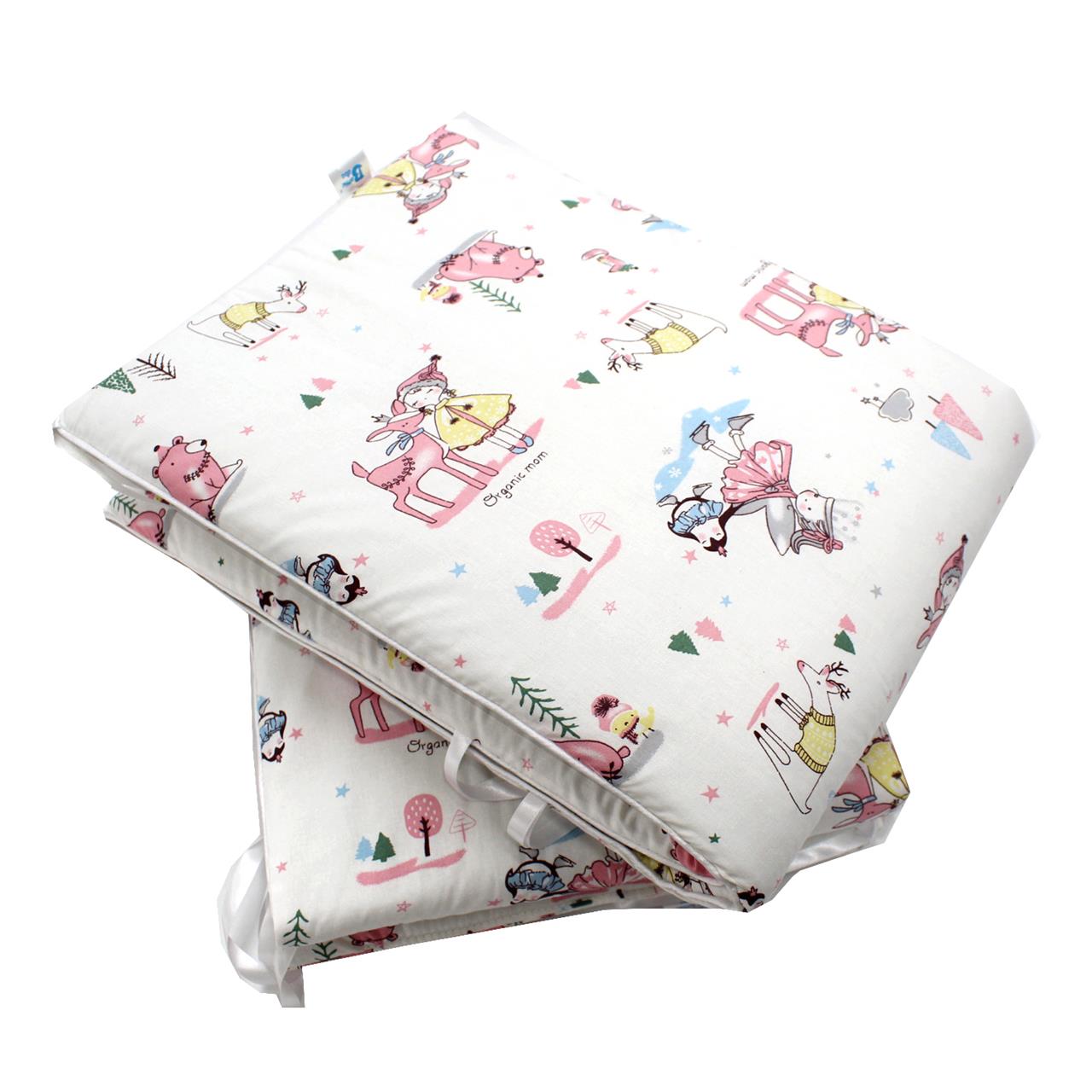 Poza Protectie Patut Alb/Roz, Bumbac, Aparatori latarale, Cerb, Snur - BL628 [2]