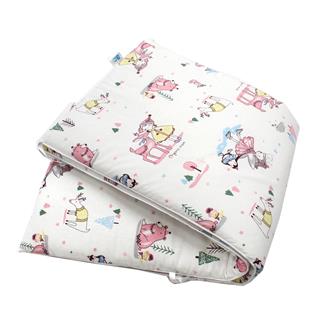 Poza Protectie Patut Alb/Roz, Bumbac, Aparatori latarale, Cerb, Snur - BL628 [1]