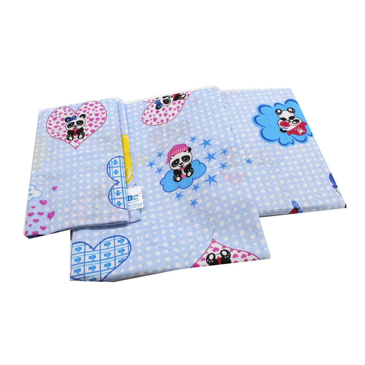 Poza Set Lenjerie Albastru/Roz, Bumbac, Husa pilota, Cearceaf patut, Husa perna, 3, Baieti, Ursul Panda, Capse - BL670 [2]