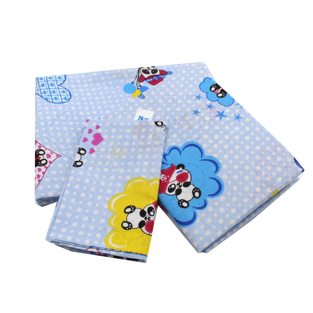 Poza Set Lenjerie Albastru/Roz, Bumbac, Husa pilota, Cearceaf patut, Husa perna, 3, Baieti, Ursul Panda, Capse - BL670 [4]