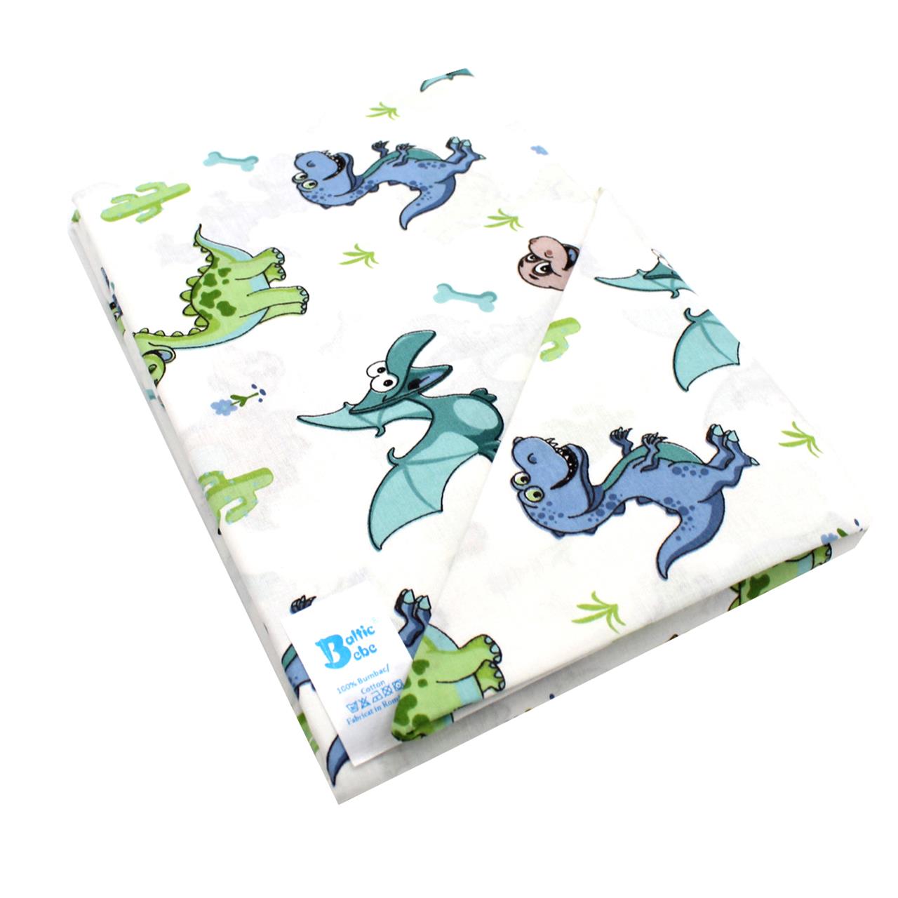Poza Set Lenjerie Alb/Verde, Bumbac, 5, Baieti, Dinozauri, Siret - BL690 [1]