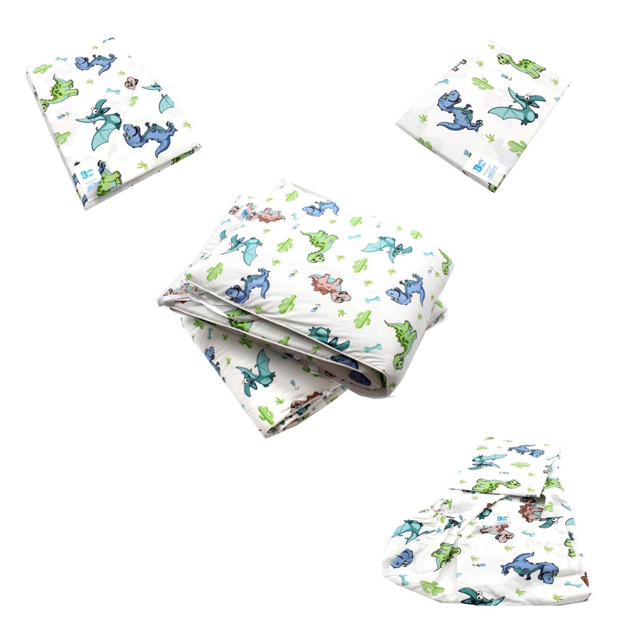 Poza Set Lenjerie Alb/Verde, Bumbac, 5, Baieti, Dinozauri, Siret - BL690 [2]