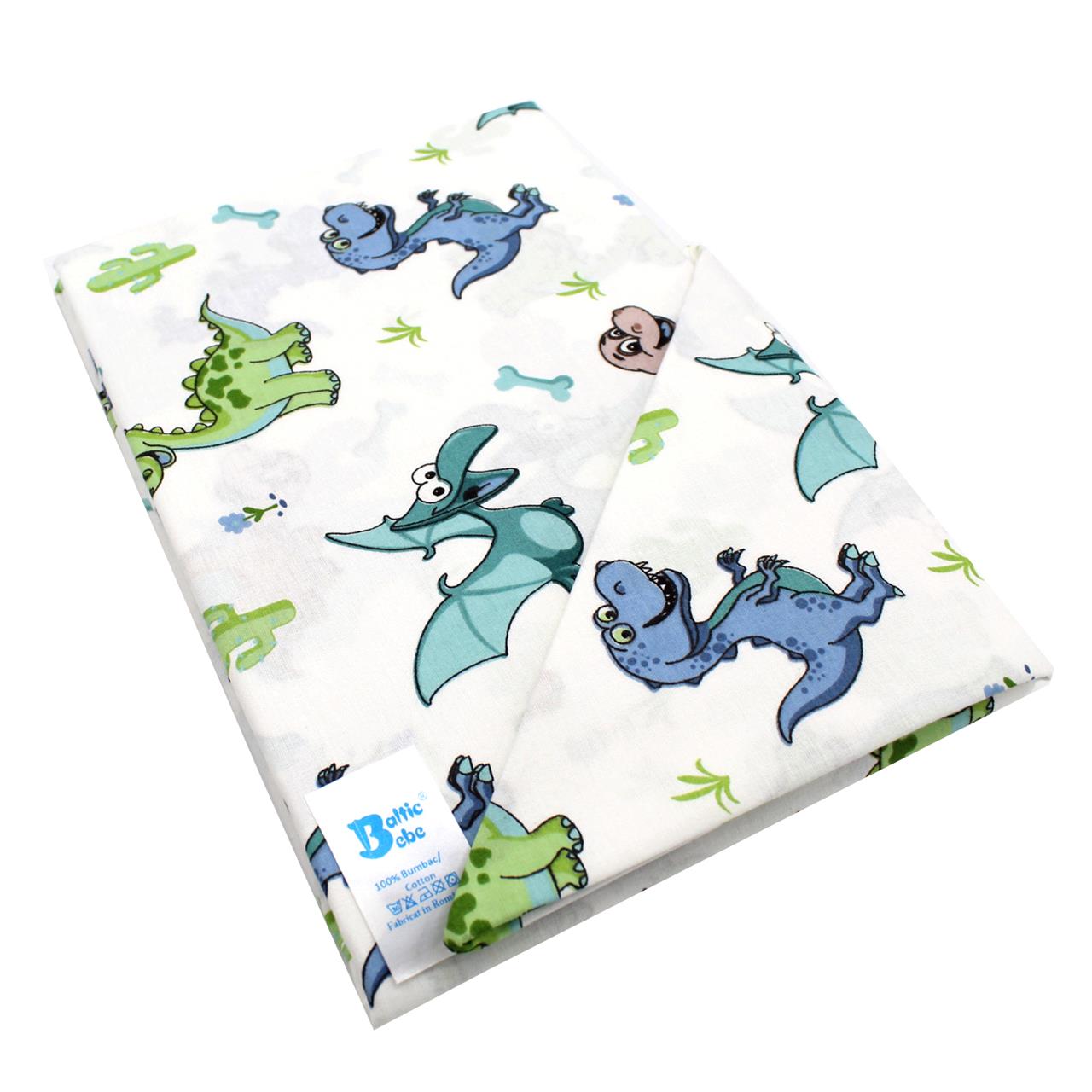 Poza Set Lenjerie Alb/Verde, Bumbac, 5, Baieti, Dinozauri, Siret - BL690 [3]