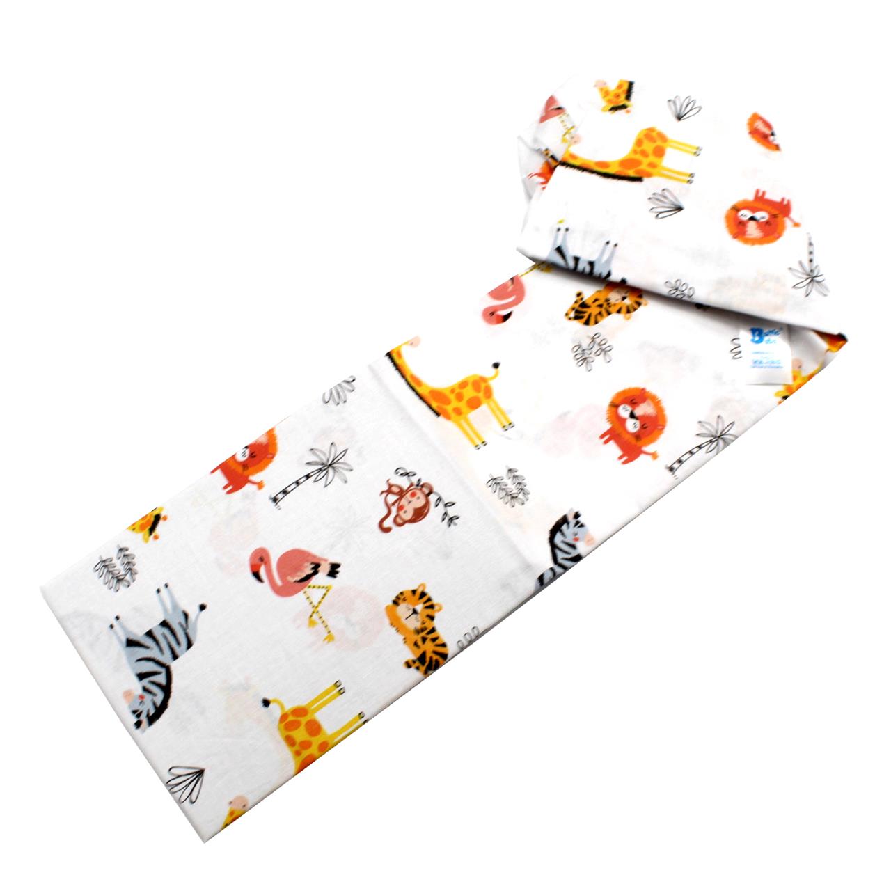 Poza Cearceaf Alb/Multicolor, Bumbac Percale, 1 x Cearceaf cu elastic, Flamingo, Banda elastica - BL694 [2]