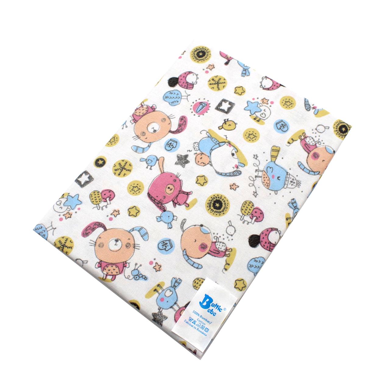 Poza Cearceaf Multicolor, Bumbac Percale, 1 x Cearceaf cu elastic, Iepuras, Banda elastica - BL697 [1]
