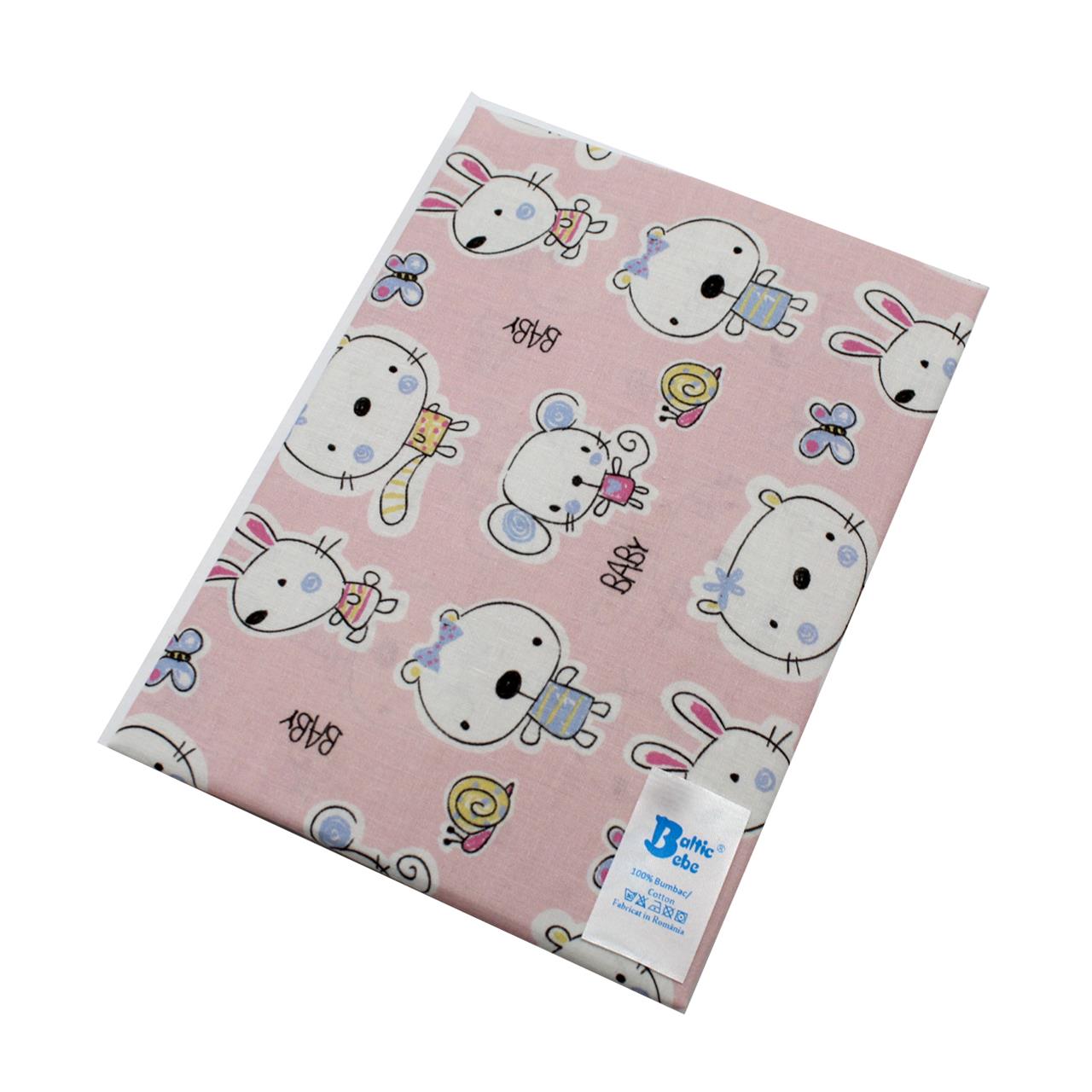 Poza Cearceaf Roz, Bumbac Pecale, 1 x Cearceaf cu elastic, Pisica, Banda elastica - BL698 [1]