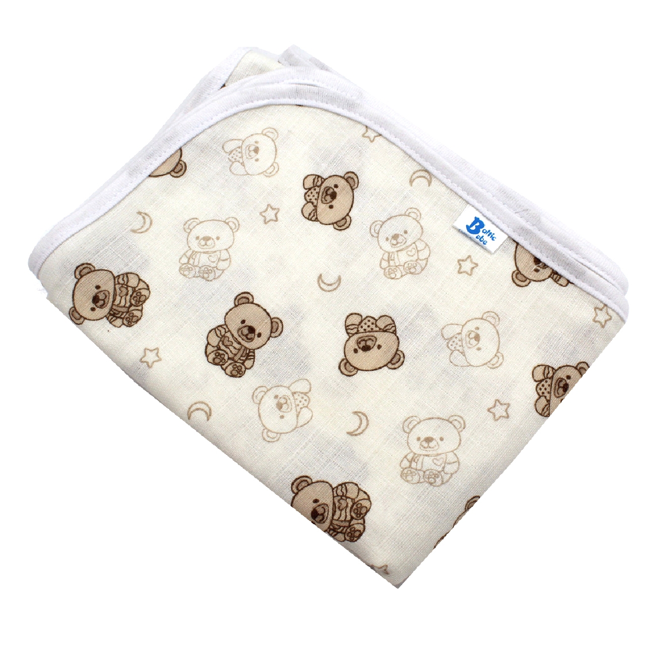 Poza Paturica Alb/Bej, Muselina, 0 +, Ursulet crem - CTY070 [1]