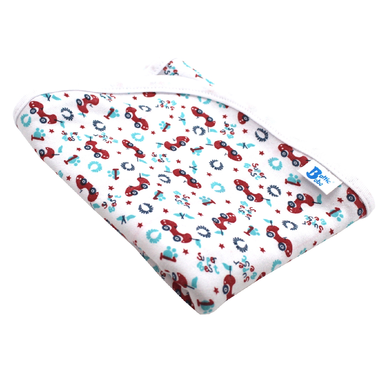 Poza Paturica Alb/Albastru deschis, Bumbac, 0 +, Masinuta super - CTY072 [1]