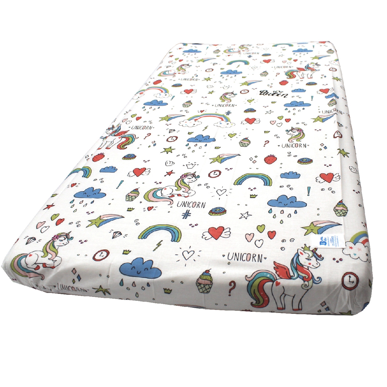 Poza Cearceaf Alb, Bumbac, 1 x Cearceaf, Unicorn, Cu elastic - CTY121 [1]