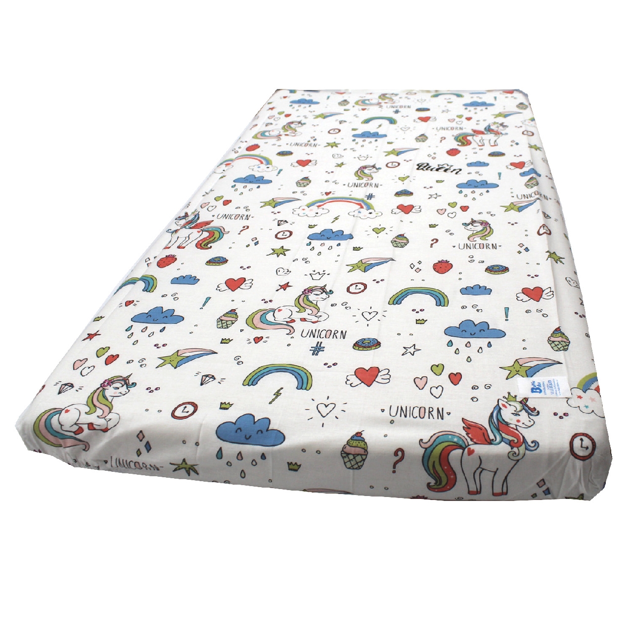 Poza Cearceaf Alb, Bumbac, 1 x Cearceaf, Unicorn, Cu elastic - CTY121 [2]